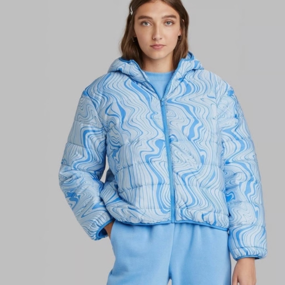 Wild Fable Swirl Blue Puffer Jacket